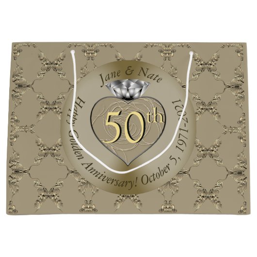 50ste trouwdag diamanten hart vlinder   groot cadeauzakje (Voorkant)