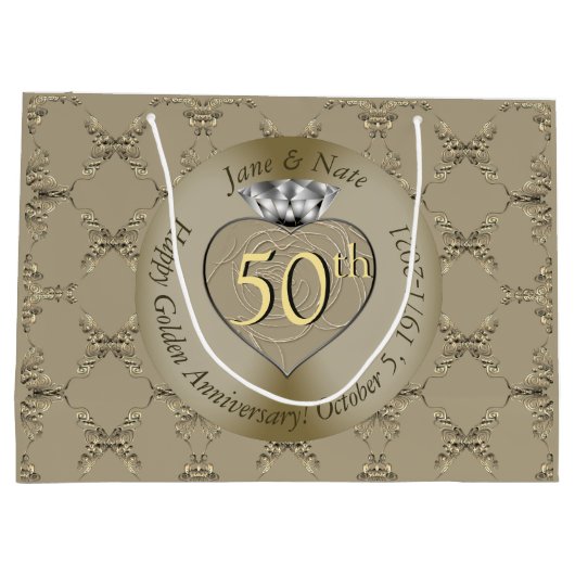 50ste trouwdag diamanten hart vlinder groot cadeauzakje (Achterkant)