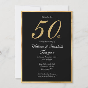 50ste trouwdag Elegant Goud Zwart Kaart