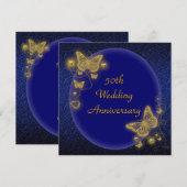 50ste trouwdag elegant vlindergoud kaart (Voorkant / Achterkant)