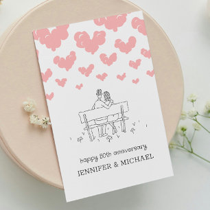 50ste trouwdag gehuwde stel harten briefkaart