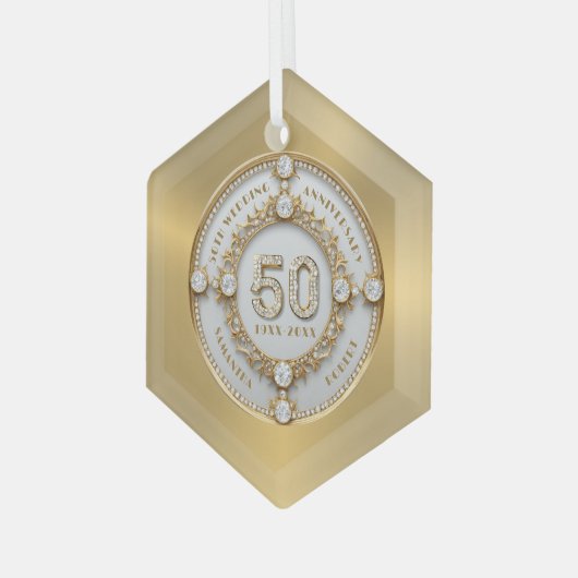 50ste trouwdag glas ornament (Voorkant links)