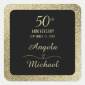 50ste trouwdag goud chique glans elegant vierkante sticker (Voorkant)