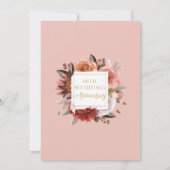 50ste trouwdag, goud en blozende bloemen kaart (Achterkant)