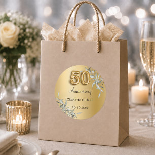 50ste trouwdag goud groen ronde sticker