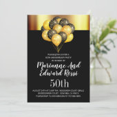 50ste trouwdag goud zwart kaart (Staand voorkant)