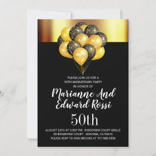50ste trouwdag goud zwart kaart