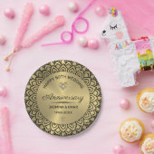 50ste trouwdag goud & zwarte mandala papieren bordje (Feest)