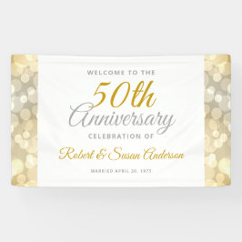 50ste trouwdag Gouden Bokeh Welkom Spandoek