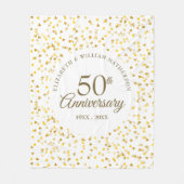 50ste trouwdag gouden liefde harten confetti fleece deken (Voorkant)