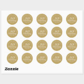 50ste trouwdag Gouden Liefdesharten Ronde Sticker (Vel)