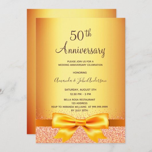 50ste trouwdag gouden metalen boeg kaart (Voorkant / Achterkant)