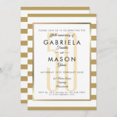 50ste trouwdag gouden moderne streep kaart (Voorkant / Achterkant)