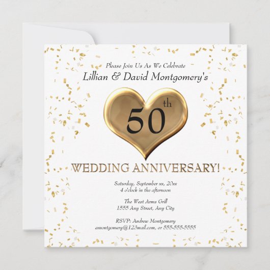 50ste trouwdag, Gouden, Namen van koppels Kaart (Voorkant)