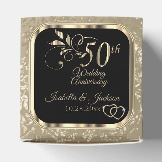 50ste trouwdag - gunstendoosje zwart en goud bedankdoosjes (Bovenkant)