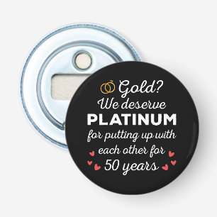 50ste trouwdag I - Grappig gouden koppel Button Flesopener