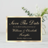 50ste trouwdag jubileum goud zwart save the date (Staand voorkant)