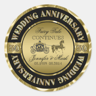 50ste trouwdag-jubileum Paard en Koets Ronde Sticker