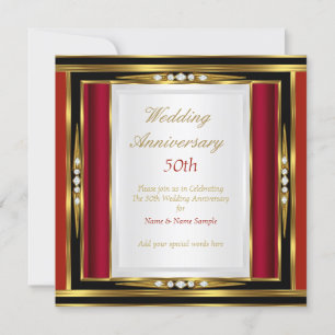 50ste trouwdag jubileum Rood Goud Zwart Diamant 1 Kaart