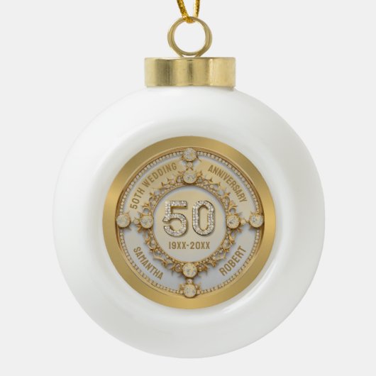 50ste trouwdag keramische bal ornament (Voorkant)