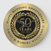 50ste trouwdag met goudlaurel grote klok (Voorkant)