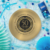 50ste trouwdag met goudlaurel papieren bordje (Feest)