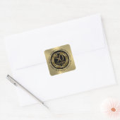 50ste trouwdag met goudlaurel vierkante sticker (Envelop)