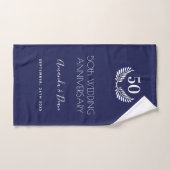 50ste trouwdag navy blue white bad handdoek (Handdoek)