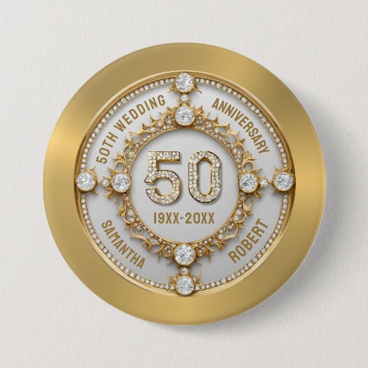 50ste trouwdag ronde button 7,6 cm (Voorkant)