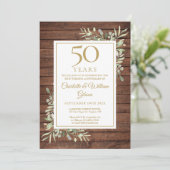 50ste trouwdag Rustic hout groen  Kaart (Staand voorkant)