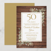 50ste trouwdag Rustic hout groen  Kaart (Voorkant / Achterkant)