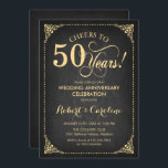 50ste trouwdag - schoolbord goud kaart<br><div class="desc">Gouden uitnodiging voor 50ste trouwdag.
Elegant vintage retro ontwerp met namaakgoud en zwart schoolbordpatroon. Kenmerken scriptlettertype. Proost op 50 jaar! Kan worden gepersonaliseerd naar elk jaar van het huwelijk! Stuur me een bericht als je verdere aanpassing nodig hebt.</div>