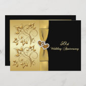 50ste trouwdag Verstrengelde harten uitnodigen Kaart (Voorkant / Achterkant)