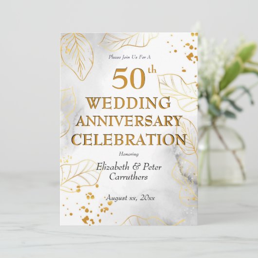 50ste trouwdag viering Gouden Feestje Kaart (Staand voorkant)