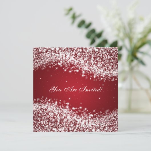 50ste trouwdag Vonkende golf Rood Kaart (Staand voorkant)