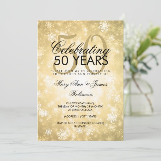 50ste trouwdag Winter Wonderland Goud Kaart (Staand voorkant)