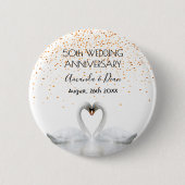 50ste trouwdag wit zwanpaar ronde button 5,7 cm (Voorkant)