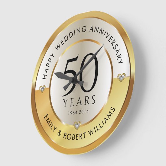50ste trouwdag zwart en goud grote klok (Hoek)