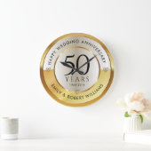 50ste trouwdag zwart en goud grote klok (Huis)