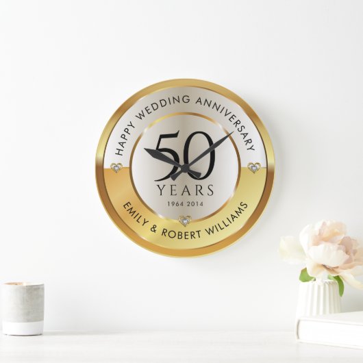 50ste trouwdag zwart en goud grote klok (Huis)