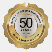 50ste trouwdag zwart en goud ornament kaart (Achterkant)