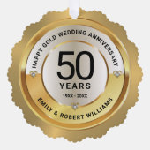 50ste trouwdag zwart en goud ornament kaart (Voorkant)