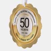 50ste trouwdag zwart en goud ornament kaart (Links)