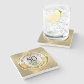 50ste trouwdag zwart en goud stenen onderzetter (Zijkant)