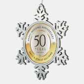 50ste trouwdag zwart en goud tin sneeuwvlok ornament (Rechts)