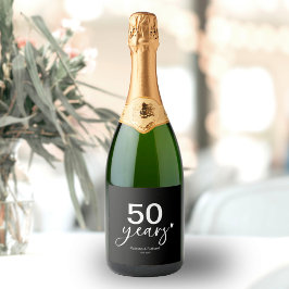50ste trouwdag zwart en wit sparkling wijnetiket