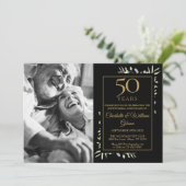 50ste trouwdag zwart goud groen foto kaart (Staand voorkant)