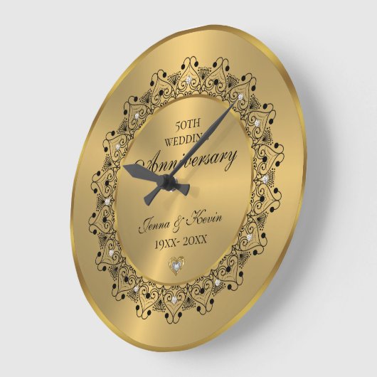 50ste trouwdag Zwart Mandala op goud Grote Klok (Hoek)