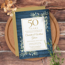 50ste trouwdagjubileum Blauw rustiek hout groen