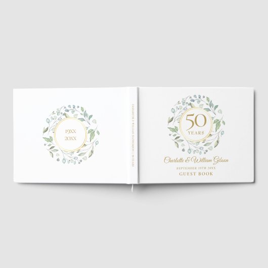 50ste Trouwfeest Gouden Jubileum Groene Guirlande Gastenboek (Volledig)